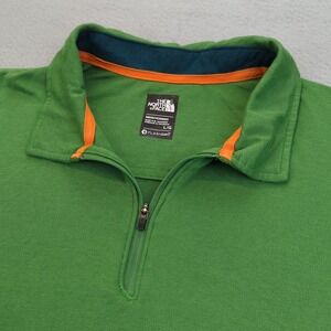 North Face Polo Shirt Mens Large Green FlashDry 1/4 Zip Performance Outdoor